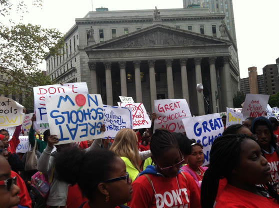 Charter school officials rallied what they claimed were more than 20,000 parents and students on Foley Square in Manhattan  calling for "great schools" (Jamari Hysaw/BRONX INK)