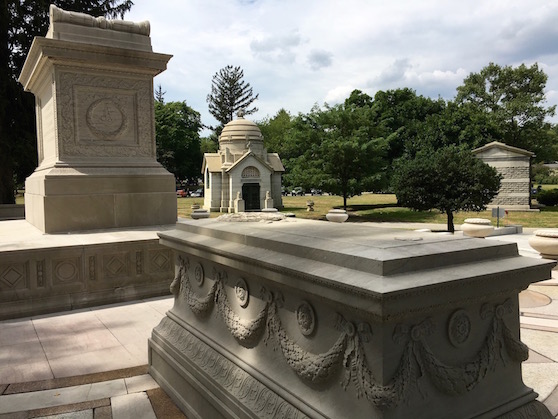 The students carefully cleaned and restored the Tennessee marble and Milford granite of the massive Borden Monument (1904), a memorial to Matthew Borden, aka the "Calico King," a textiles magnate and fixture of the New York upper crust at the turn of the 20th century.