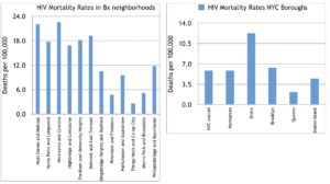 HIV mortality rates in the South Bronx, compared to the rest of the city.