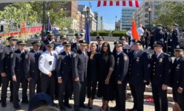 Bronx Borough President and members of the NYPD/FDNY take a photo